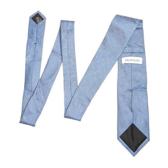 Calvin Klein Silk Blend Tie Men’s 60” Blue Dot Designer Classic Tie New - Picture 3 of 4